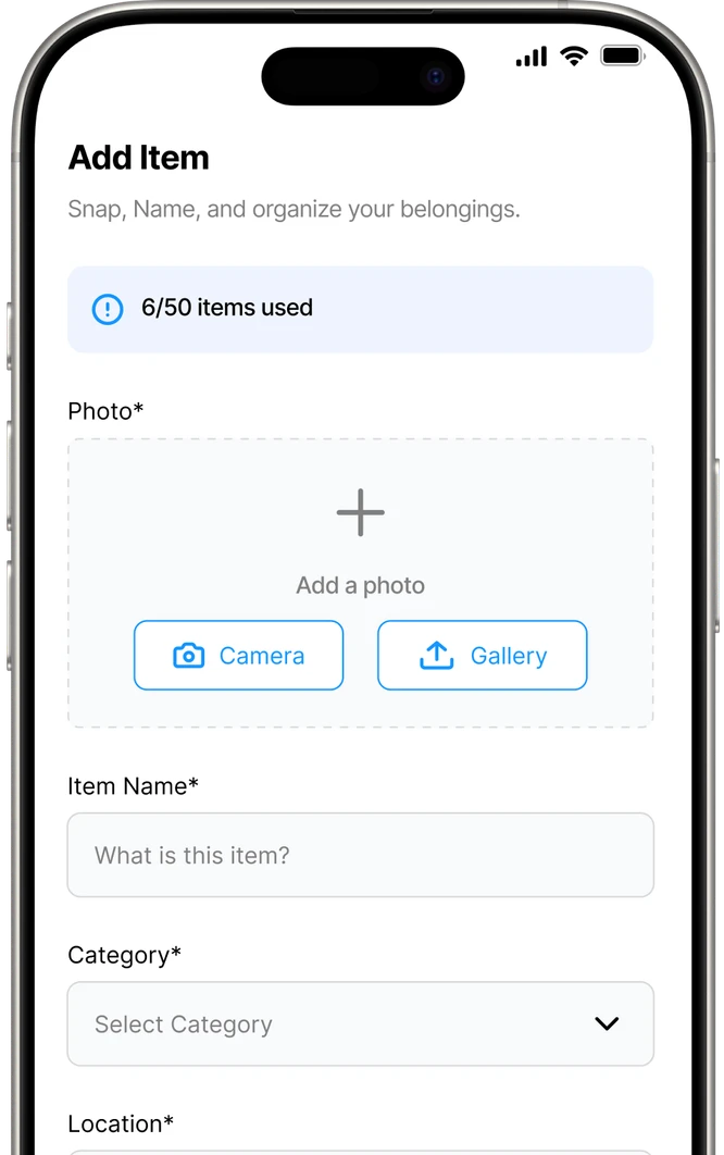 iFoundIt visual item tracking: add belongings with a photo